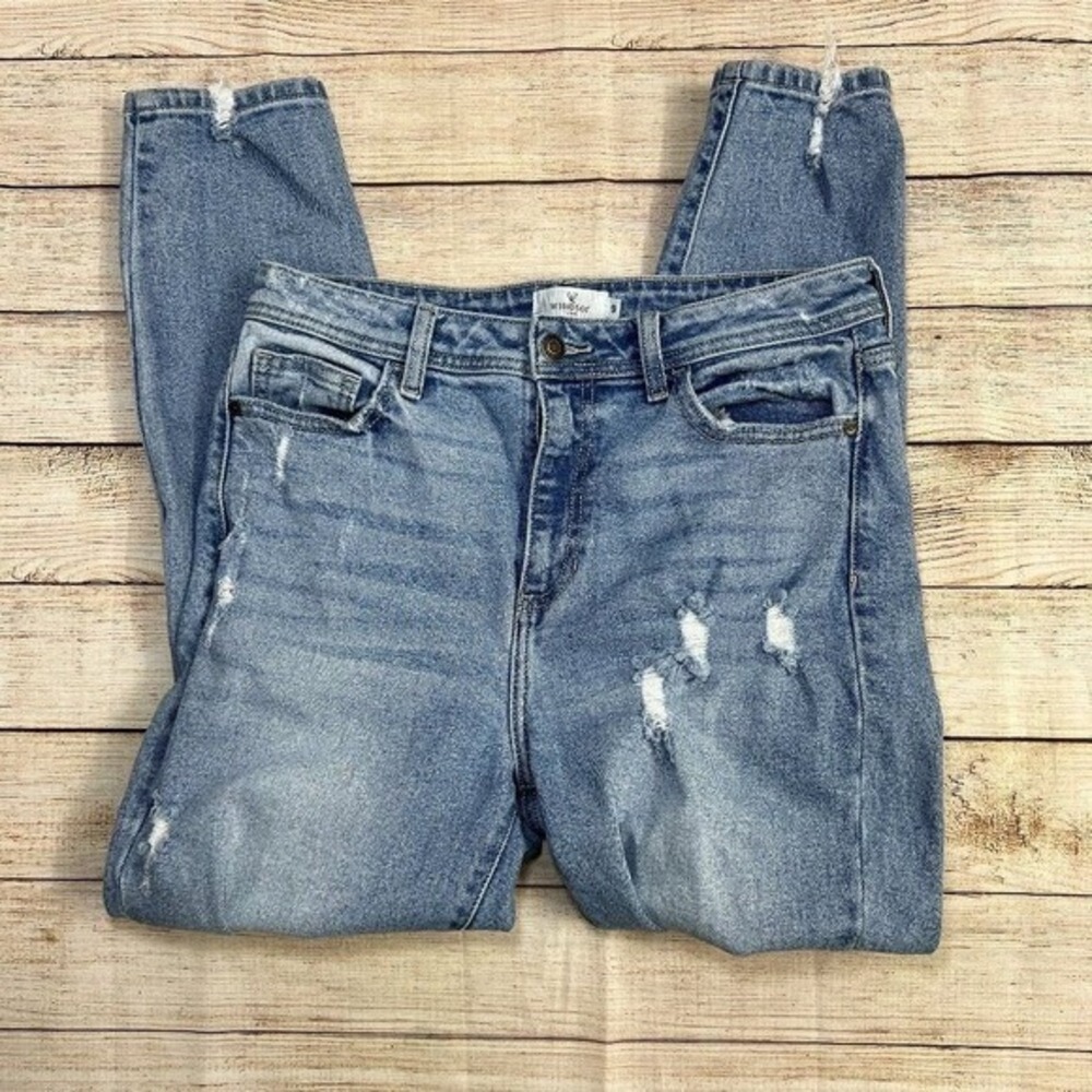 Windsor Denim Women's High Rise‎ Distressed Mom Skinny Jeans Medium Wash Size 9